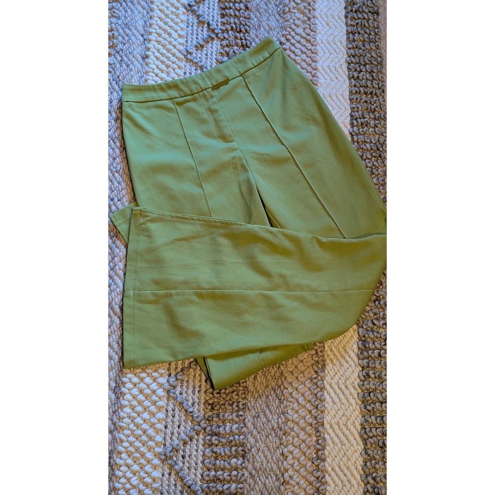 Lime Green High Waisted Flare Leg Pants Side Slit Size 6 retro 70's mod boho - Picture 5 of 12